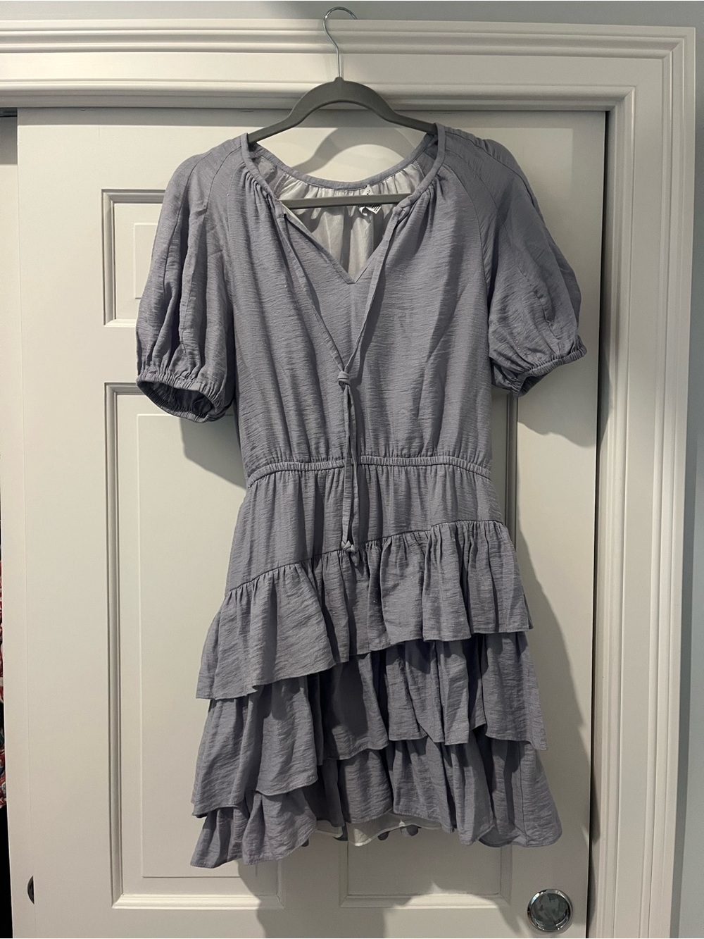 Tiered Lavender-Gray Ruffle Women's Dress